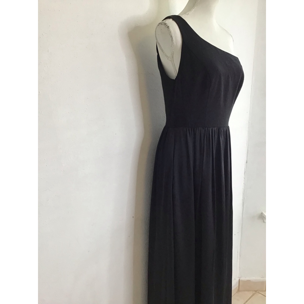 White Vera Wang Women’s Elegant Sofiscicate Black One Shoulder Maxi Dress Size 8 - Picture 4 of 15